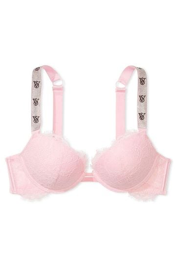 Buy Victoria's Secret Pretty Blossom Pink Lace Monogram Shine Strap Push Up  Bra from Next Denmark