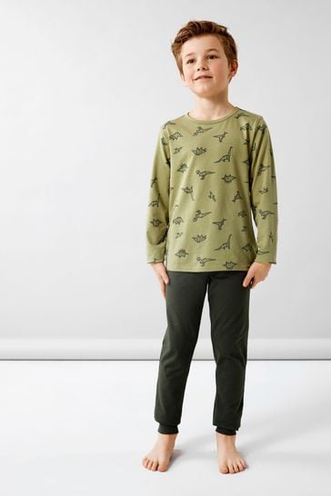 Name It Khaki Green Long Sleeve PJ Set