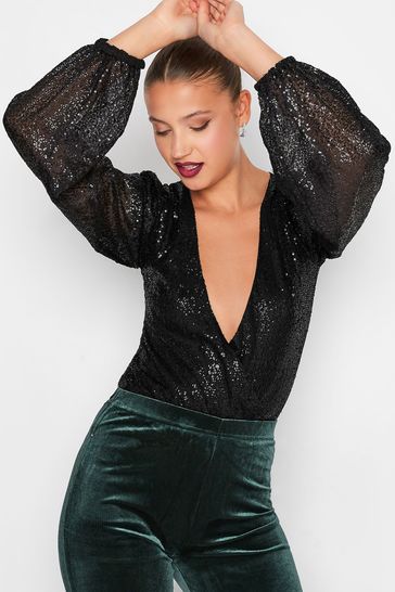 Sequin top bodysuit uk