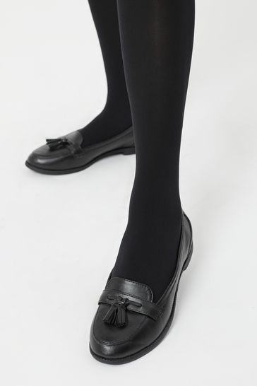 Lipsy Black Wide FIt Tassle School Loafer School Shoe
