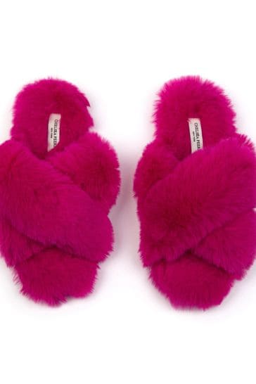 Pink online fluffy slippers