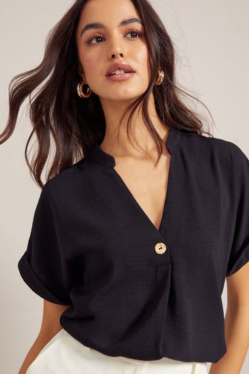 Black short deals sleeve blouse