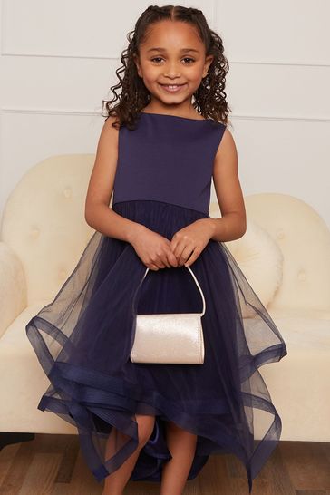 Chi Chi London Navy Blue Tulle Layered Midi Dress - Younger Girls