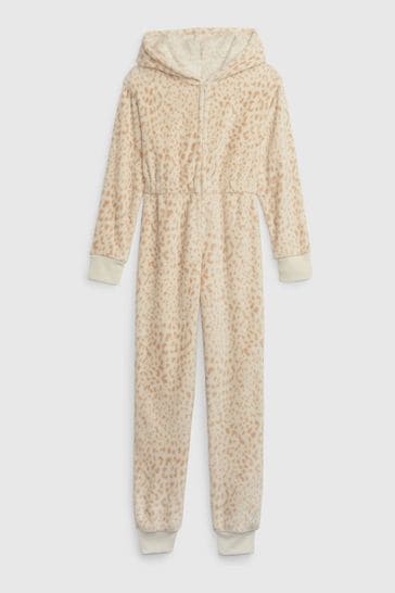 Gap Beige Leopard Print Long Sleeve Pyjama One-Piece