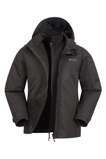 Mountain Warehouse Black Fell Mens 3 in 1 Water Resistant Jacket