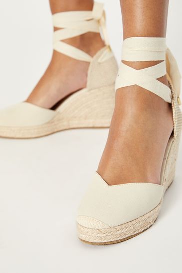 Cream ankle tie espadrilles new arrivals