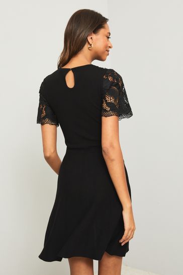 Petite black fit and flare dress clearance