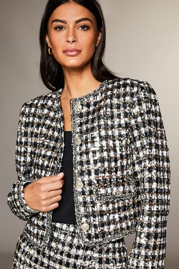 Black and white blazer jacket clearance