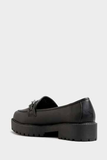 Yours Curve Black Wide FIt Extra Wide Fit Chunky Metal Trim Loafer