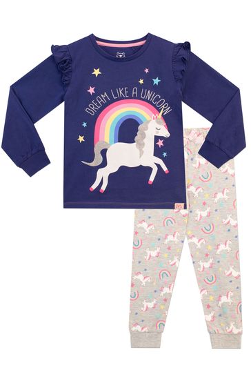 Harry Bear Blue Unicorn Slogan Pyjama Set