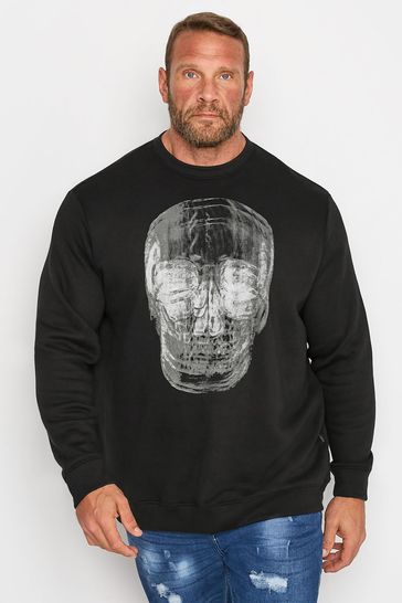 BadRhino Big & Tall Black X-Ray Skull Sweatshirt