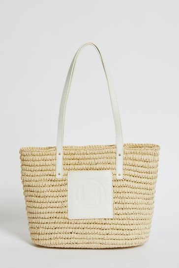 Lipsy White Raffia Straw Beach Bag