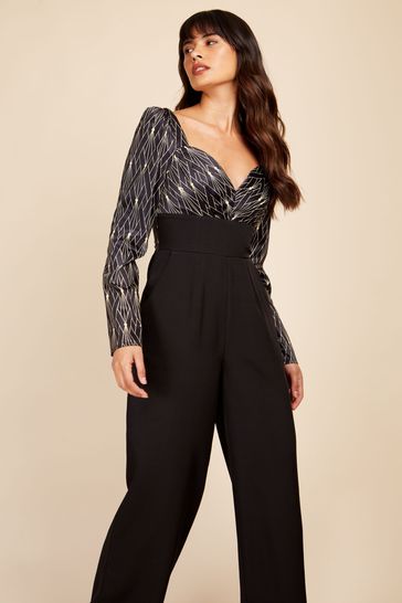 Buy Little Mistress Black Deco Print Jumpsuit from Next Luxembourg