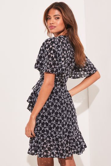 Short sleeve wrap mini dress hot sale