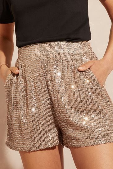 Gold shorts sequin discount