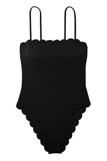 Scalloped black swimsuit outlet