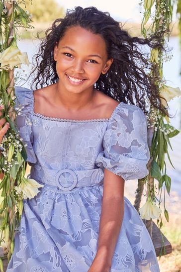 Buy Lipsy Blue Puff Sleeve Occasion Dress 3yrs 16yrs from Next