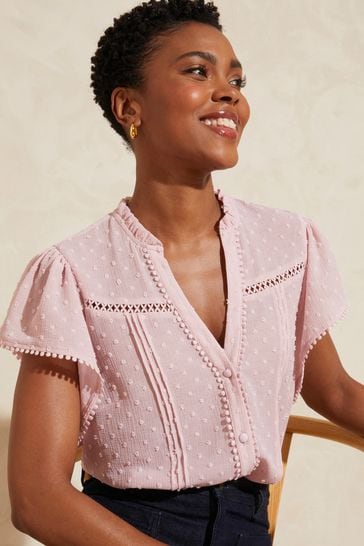 Calvin klein tallia flutter top sleeve blouse