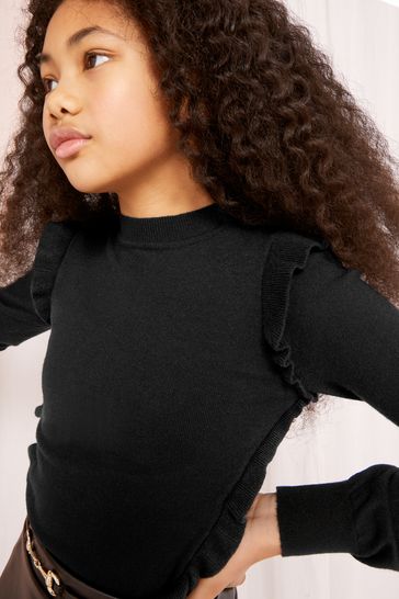 Buy Lipsy Black Frill Jumper from Next Luxembourg