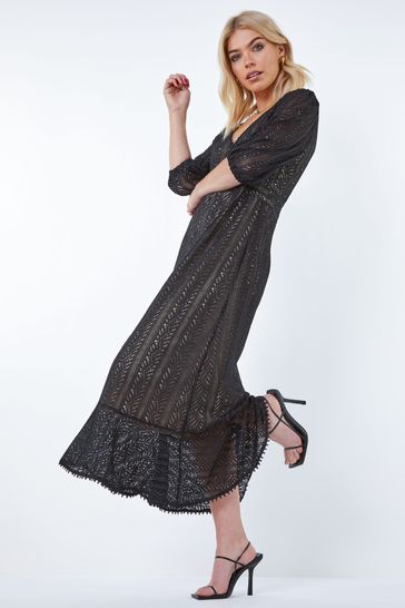 Black stretch shop lace dress