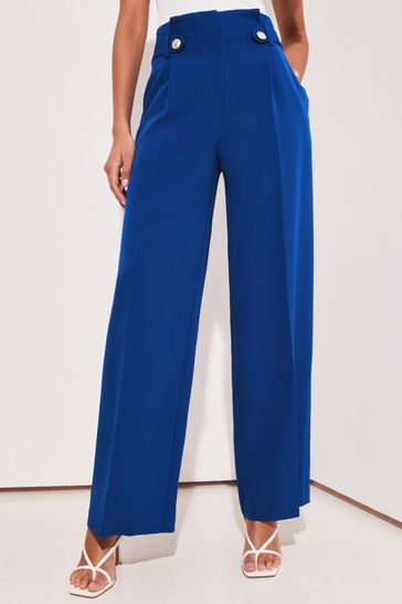 High waisted cheap military button trousers