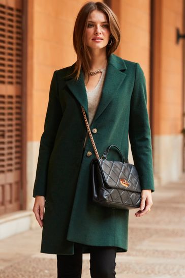 Dark green coat online womens uk