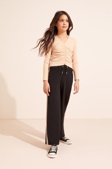 Black side store stripe trousers