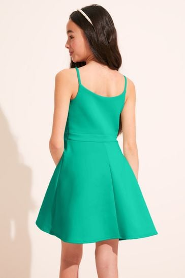 Lipsy Green Scallop Neck Scuba Skater Dress