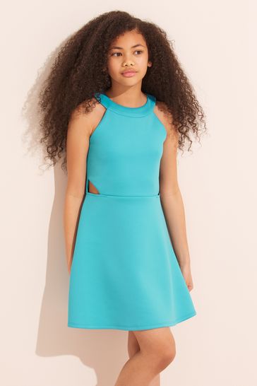 Lipsy Blue Halter Cut Out Scuba Dress