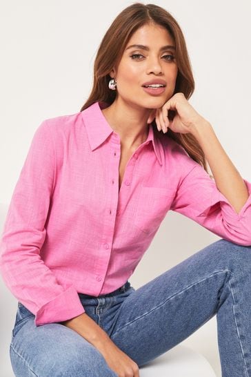 Lipsy Pink Pocket Button Through Shirt