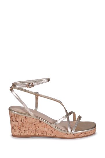 Buy Linzi Gold Aminah Strappy Wedge Sandal With Wrap Around Ankle