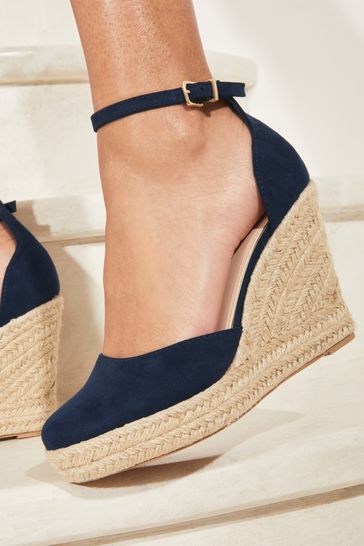 Blue espadrille wedges hot sale