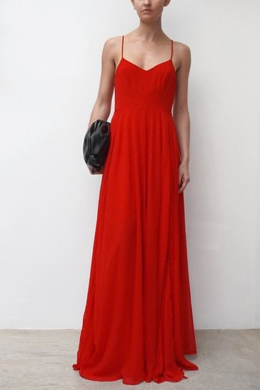 Red maxi dress spaghetti strap online