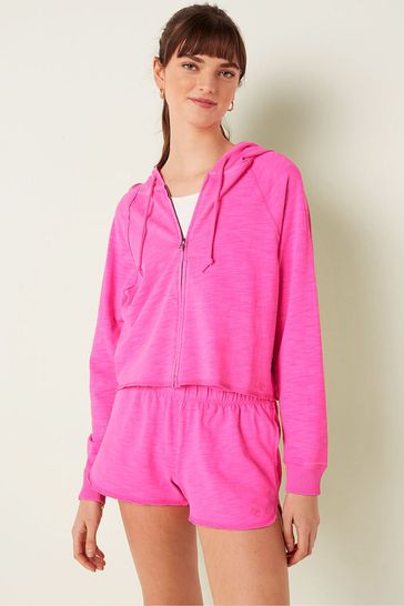Buy Victoria s Secret PINK Cotton Slub Crop Cut Off Full Zip