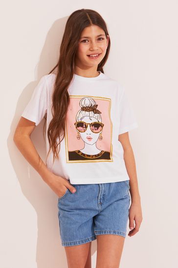 Lipsy White Graphic T-Shirt