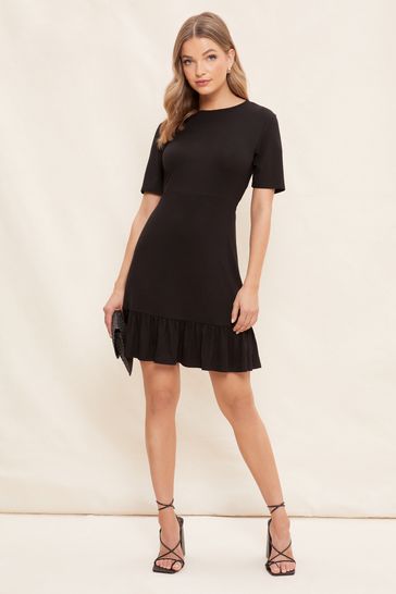Black short deals ruffle dress