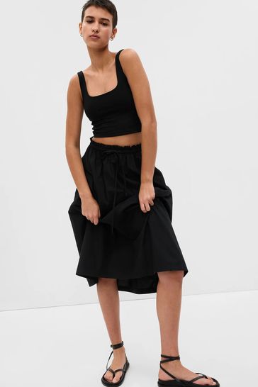 Gap Black Paperbag PullOn Midi Skirt