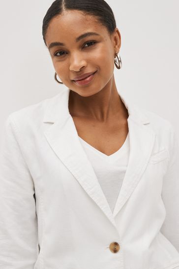 Buy Gap White Linen Cotton Blazer from Next Lithuania