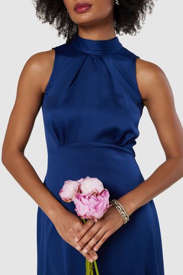 Navy high neck bridesmaid dress hot sale