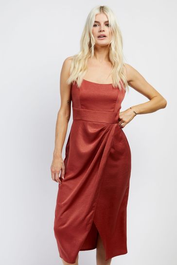 Burnt orange midi dress outlet
