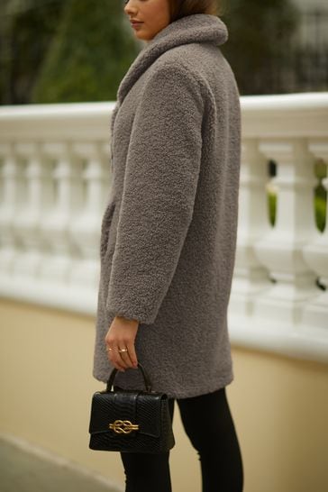 Long grey 2025 teddy bear coat