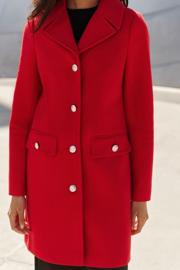 Buy Lipsy Red Button Detail Tailored Longline Coat from Next Denmark