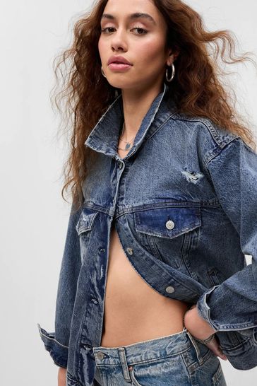 Gap cropped denim jacket deals