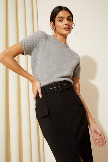 SHAPEWEAR High Waist Pencil SKIRT, BLACK, Very Stretch belt