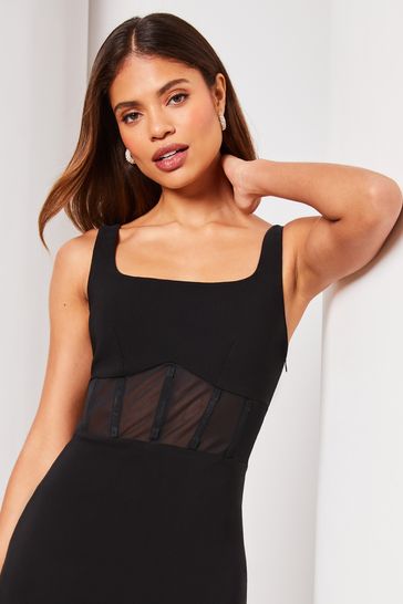 Lipsy sequin apron shop neck bodycon dress
