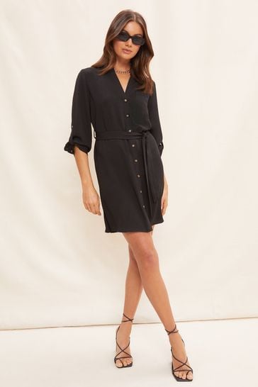 Buy Friends Like These Black Tie Belted Mini Shirt Dress from Next
