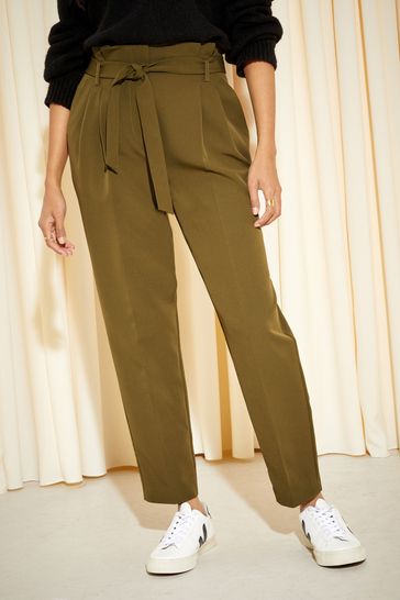 Khaki green clearance paperbag trousers