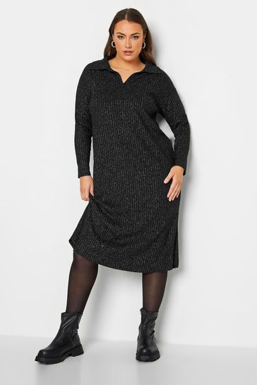 Yours Curve Black Luxury Ribbed Dress