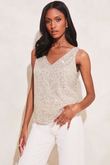 Silver sequin hotsell vest top
