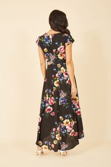 Buy Mela Floral Wrap Over Dipped Hem Midi Dress from the Laura